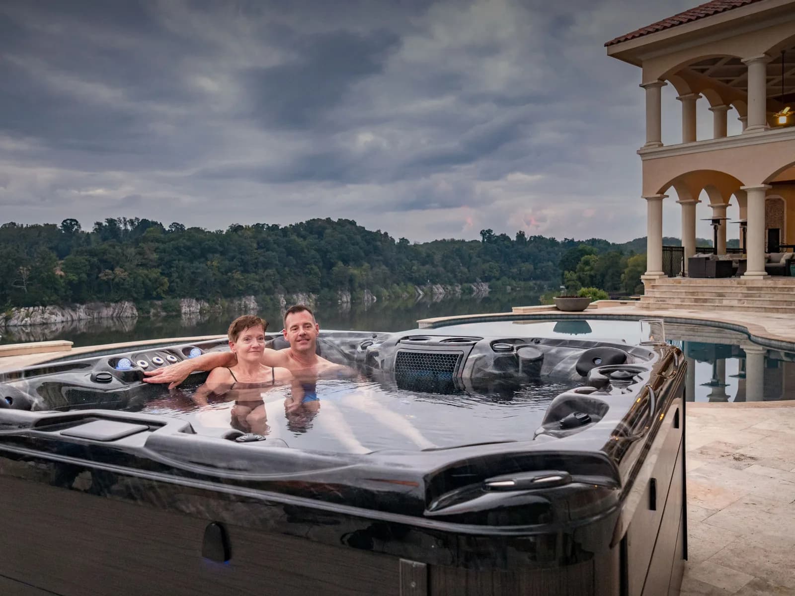Catalina Luxury hot tub, manufacturer lifestyle photo for couples