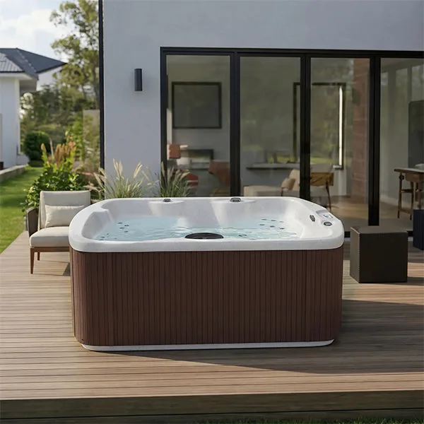 Lifesmart LS550 Plus hot tub on a patio, front view