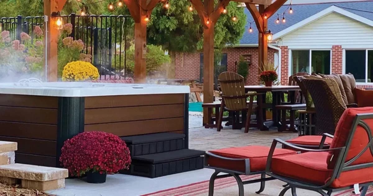 PDC Spas hot tub on a patio